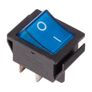 Выключатель клавишный 250V 16А (4с) ON-OFF синий  с подсветкой (RWB-502, SC-767, IRS-201-1)  REXANT Индивидуальная упаковка 1 шт 